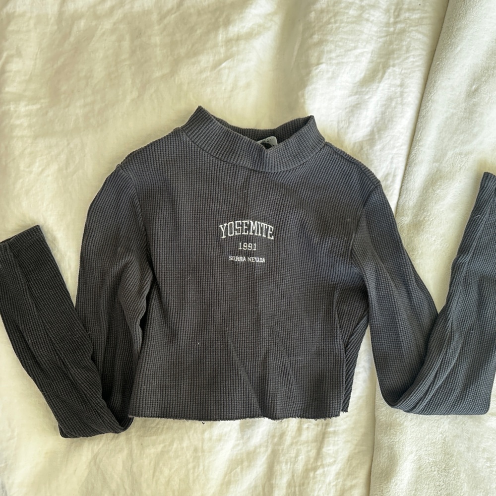 Bershka Dark Gray Ribbed Sweater